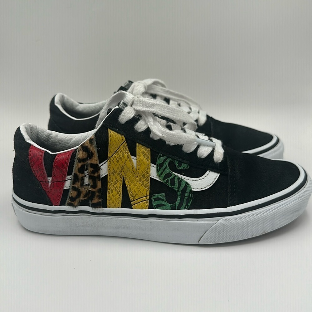 Vans Old Skool Multi Animal Rasta Black Suede Canvas Shoes - Women's 7 Mens 5.5